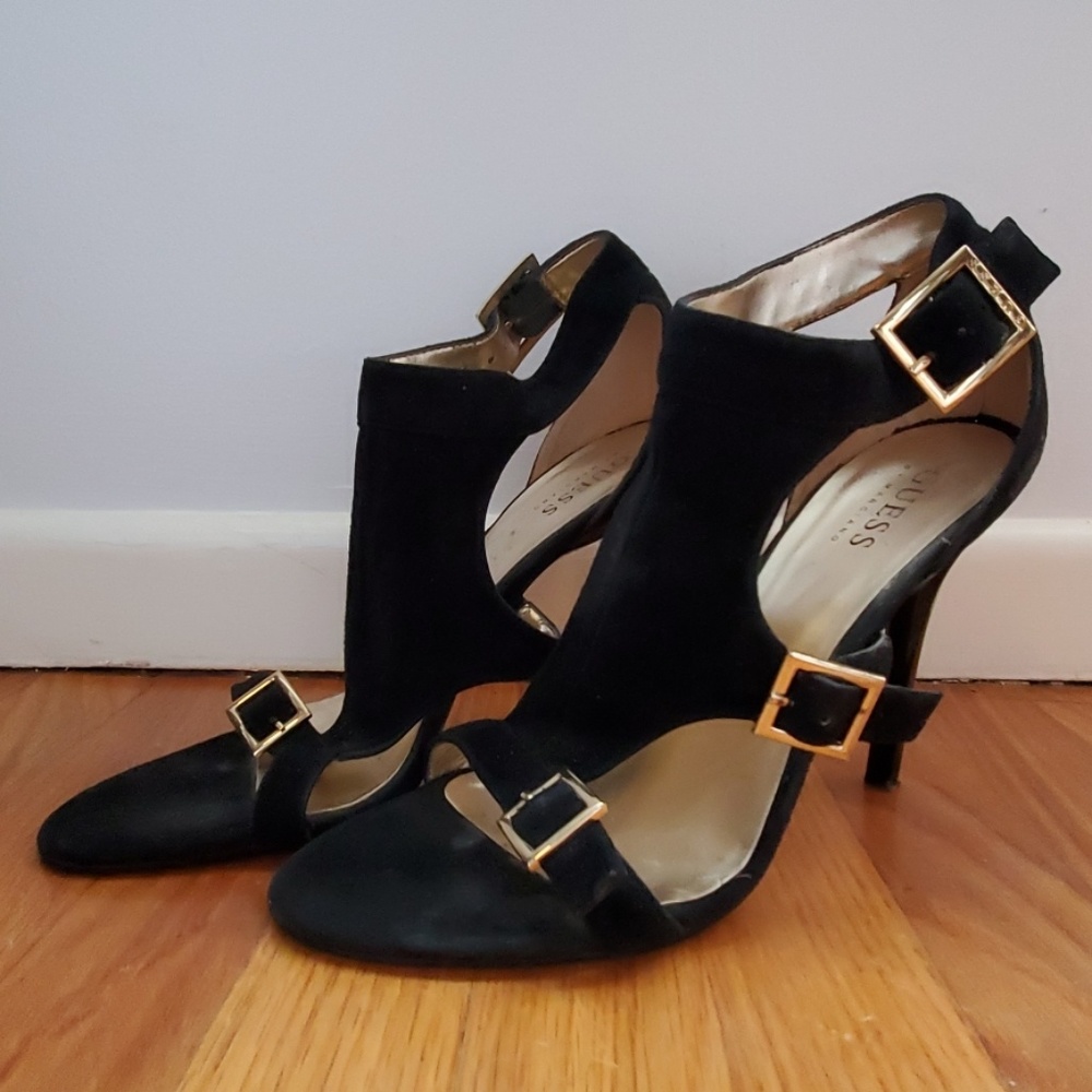 black leather suede Guess by Marciano heels